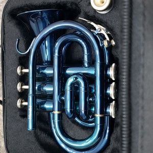Mendini blue pocket trumpet